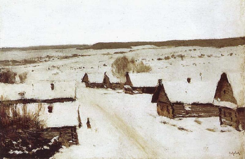 Isaac Levitan Village,Winter Sweden oil painting art
